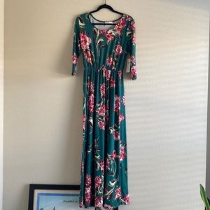 Teal Floral Maxi Dress